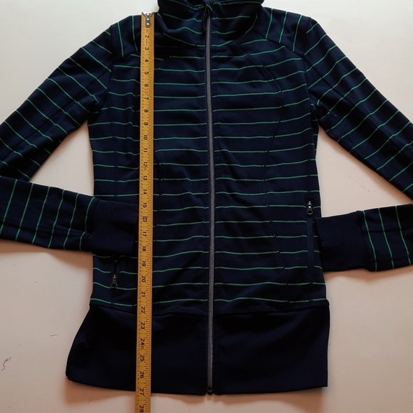 Lululemon Nice Asana Jacket slalom stripe inkwell navy green 8 - Picture 11 of 13